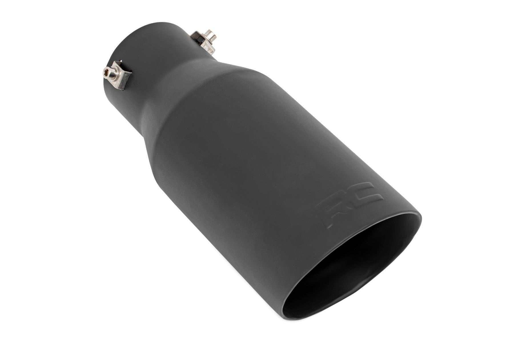 Rough Country Exhaust Tip Black RC Logo 2.5-3.125 Inch Pipe - 96004A