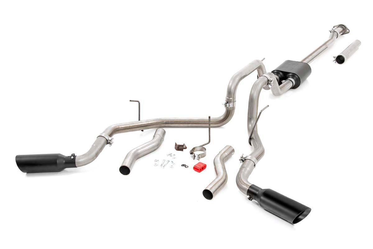 Rough Country Dual Cat-Back Exhaust System w/Black Tips (09-14 F-150, V8 - 4.6L, 5.0L, 5.4L) - 96010