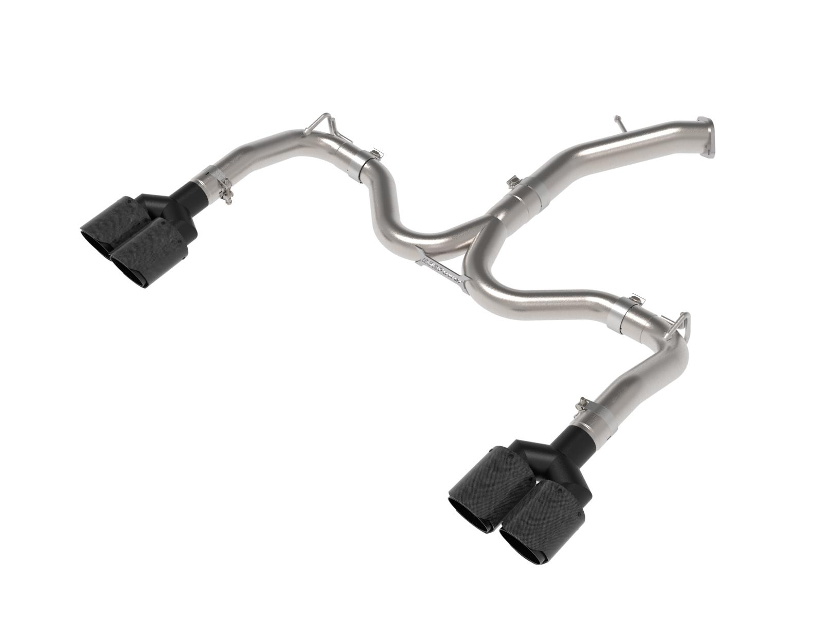 AFE Takeda 3 IN to 2-1/2 IN 304 Stainless Steel Axle-Back Exhaust Carbon Fiber Tip (2022-2024 Forte GT) - 49-37039-C