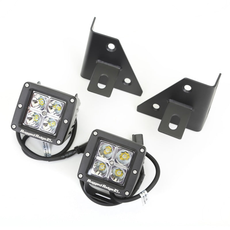 Rugged Ridge Light Kit Windshield Mounted Square Black; 76-95 Jeep Cj/Yj - 11027.12