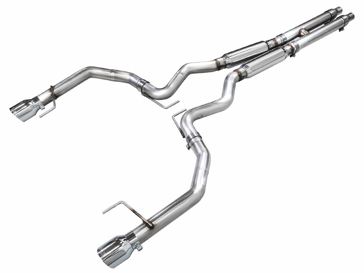 AWE Track Edition Catback Exhaust - Dual Chrome Silver Tips (2024-2026 Mustang GT) - 3020-32650
