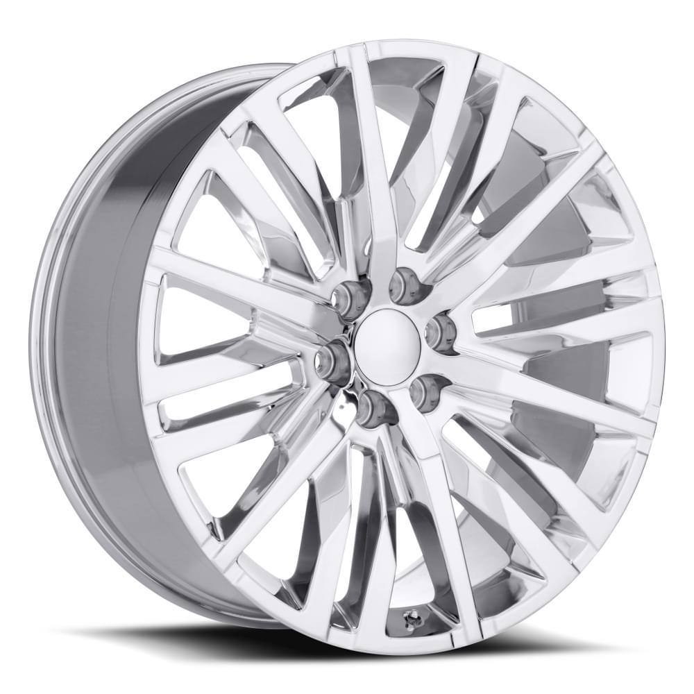 Factory Reproductions FR 97 - GM Split-6 Spoke Replica Wheels 24X10 6X5.5 +31 HB 78.1 GM Split 6 Spoke Chrome With Cap Factory Reproductions - 97410316501