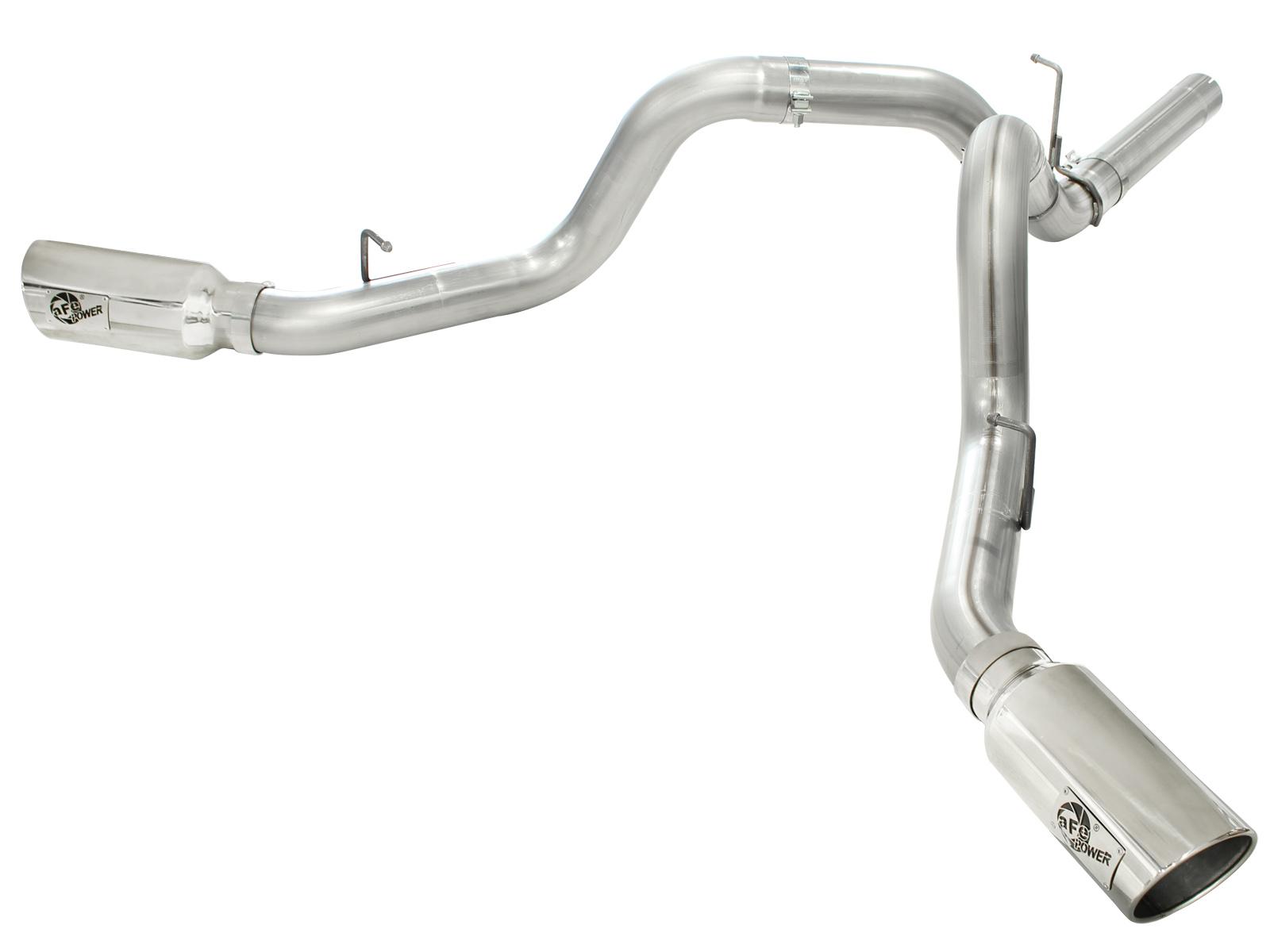 AFE Large Bore-HD 4 IN 409 Stainless Steel DPF-Back Exhaust System w/Polished Tip (2011-2016 Silverado 2500 HD, Silverado 3500 HD, Sierra 2500 HD, Sierra 3500 HD) - 49-44043-P
