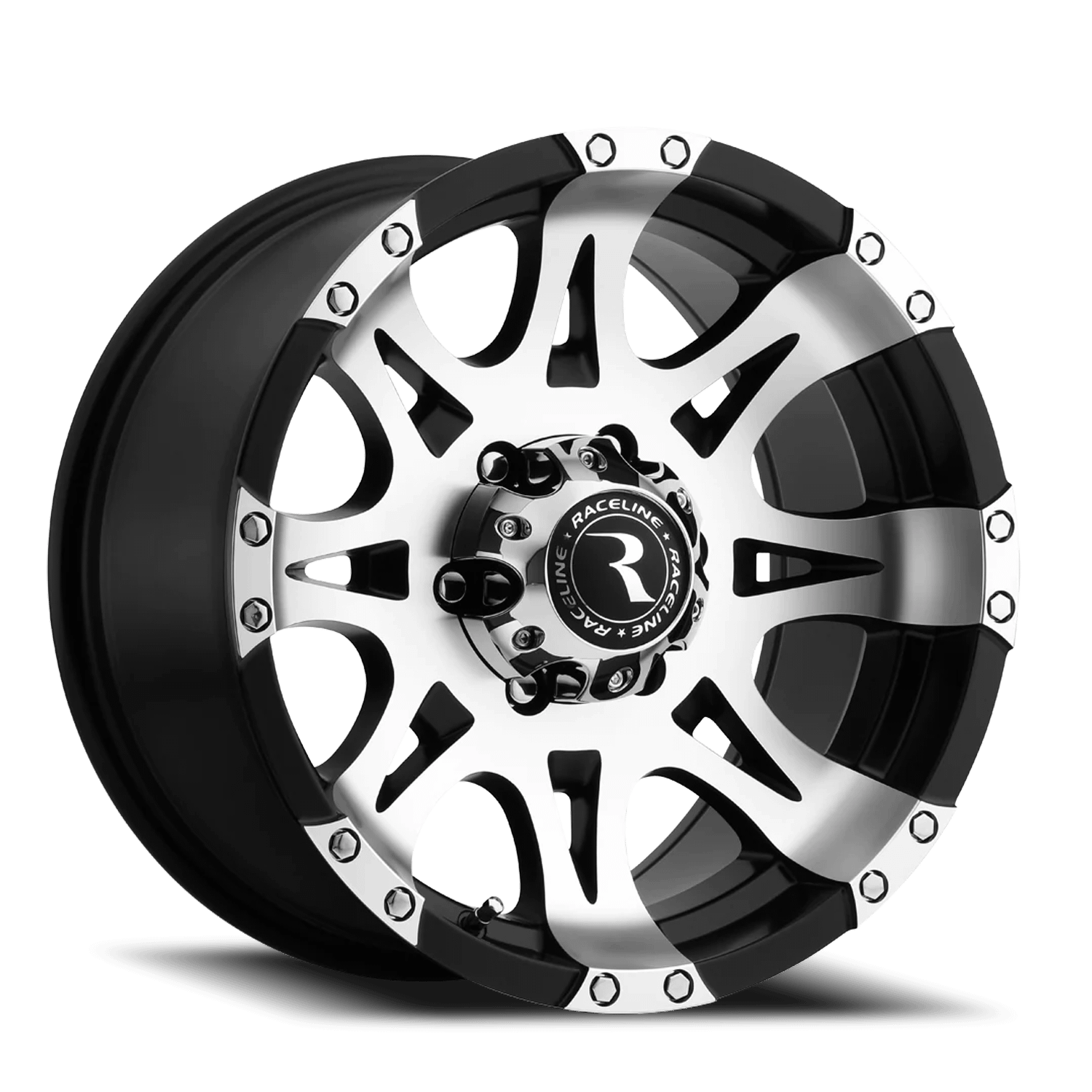 Raceline Wheels Aluminum Wheels 17x9 Raptor 982 Machined Face Black 6 Offset 6 on 135 Bolt Pattern 87.1 Bore Raceline - 982-79065