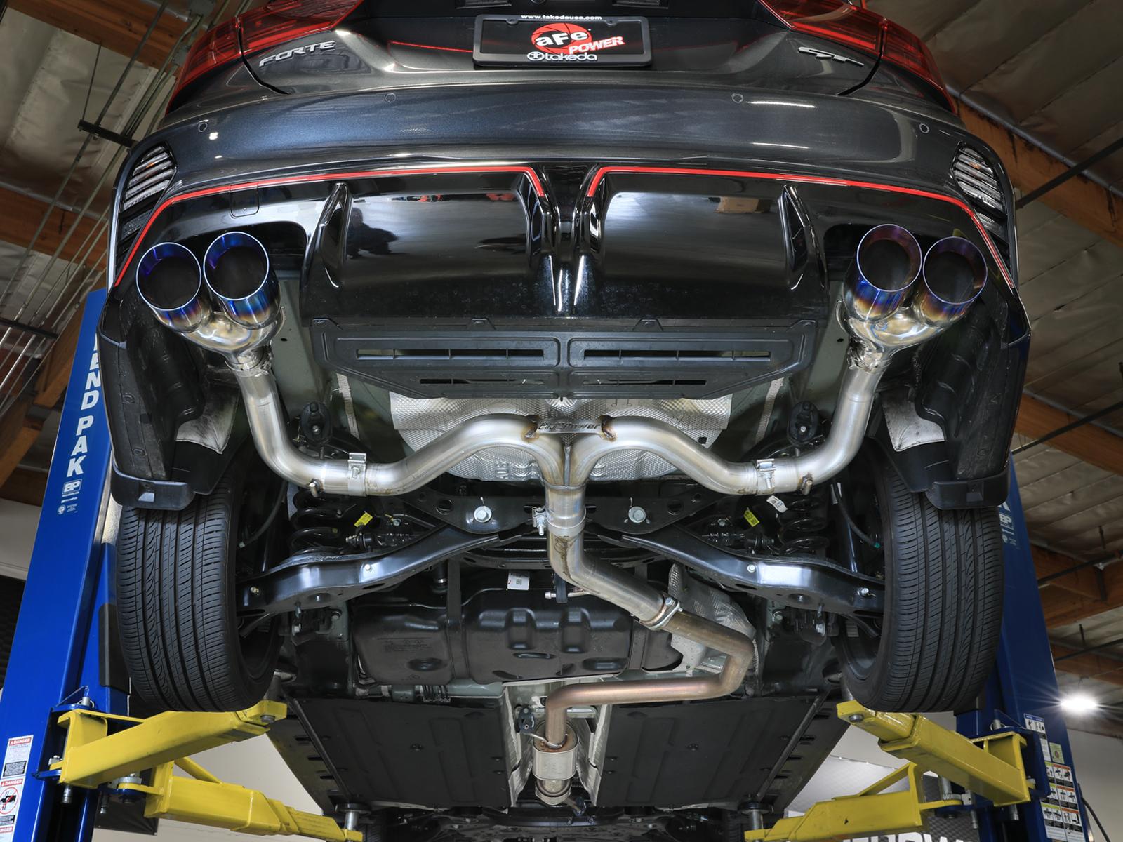 AFE Takeda 3 IN to 2-1/2 IN 304 Stainless Steel Axle-Back Exhaust w/ Blue Flame Ti (2022-2024 Forte GT) - 49-37039-L