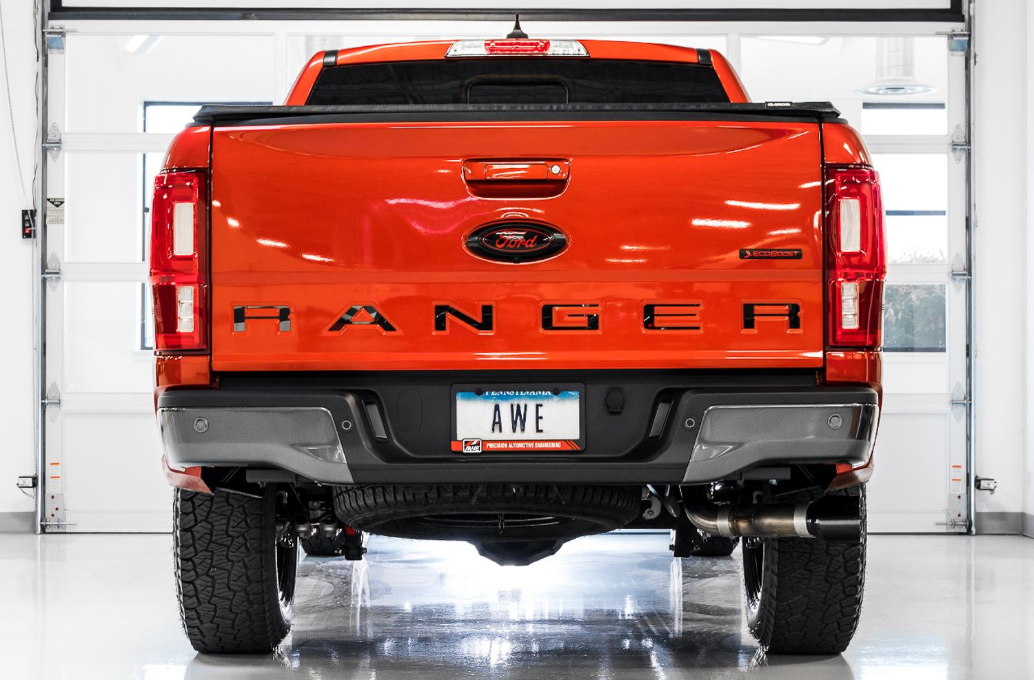 AWE 0FG Exhaust with BashGuard DUAL BLACK TIPS (2019-2021 Ranger) - 3015-23064