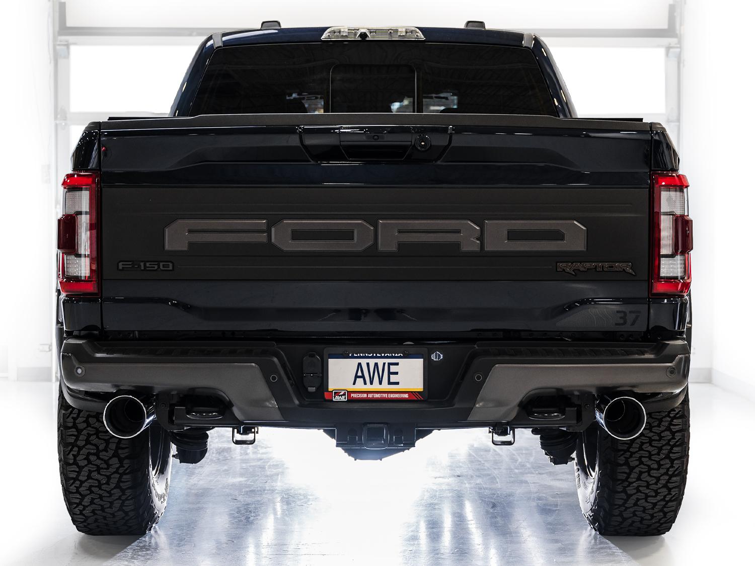 AWE SwitchPath Exhaust - Chrome Silver Tips (2021-2023 F-150 Raptor 3.5L) - 3025-32356