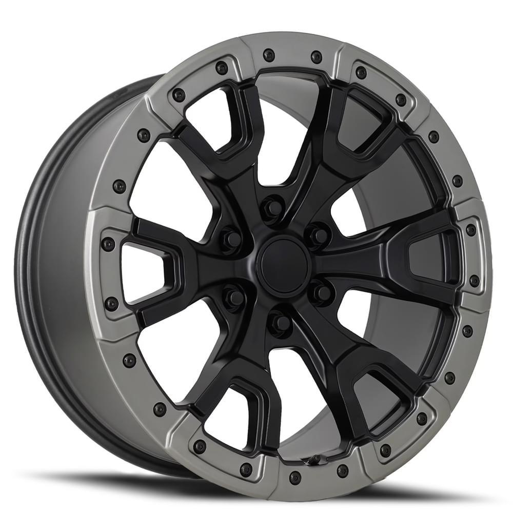 Factory Reproductions FR 99 - Ford Raptor Replica Wheels 20X9 6X135 +20 HB 87.1 Bronco Replica Satin Black/ Gray Ring With Cap Factory Reproductions - 99090203653