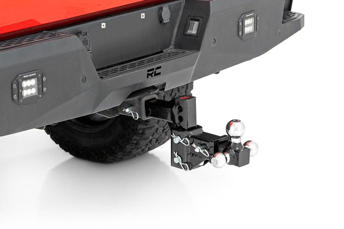 Rough Country Adjustable Trailer Hitch - 6" Drop - Multi-Ball Mount - Fits 2" Receiver - 99100