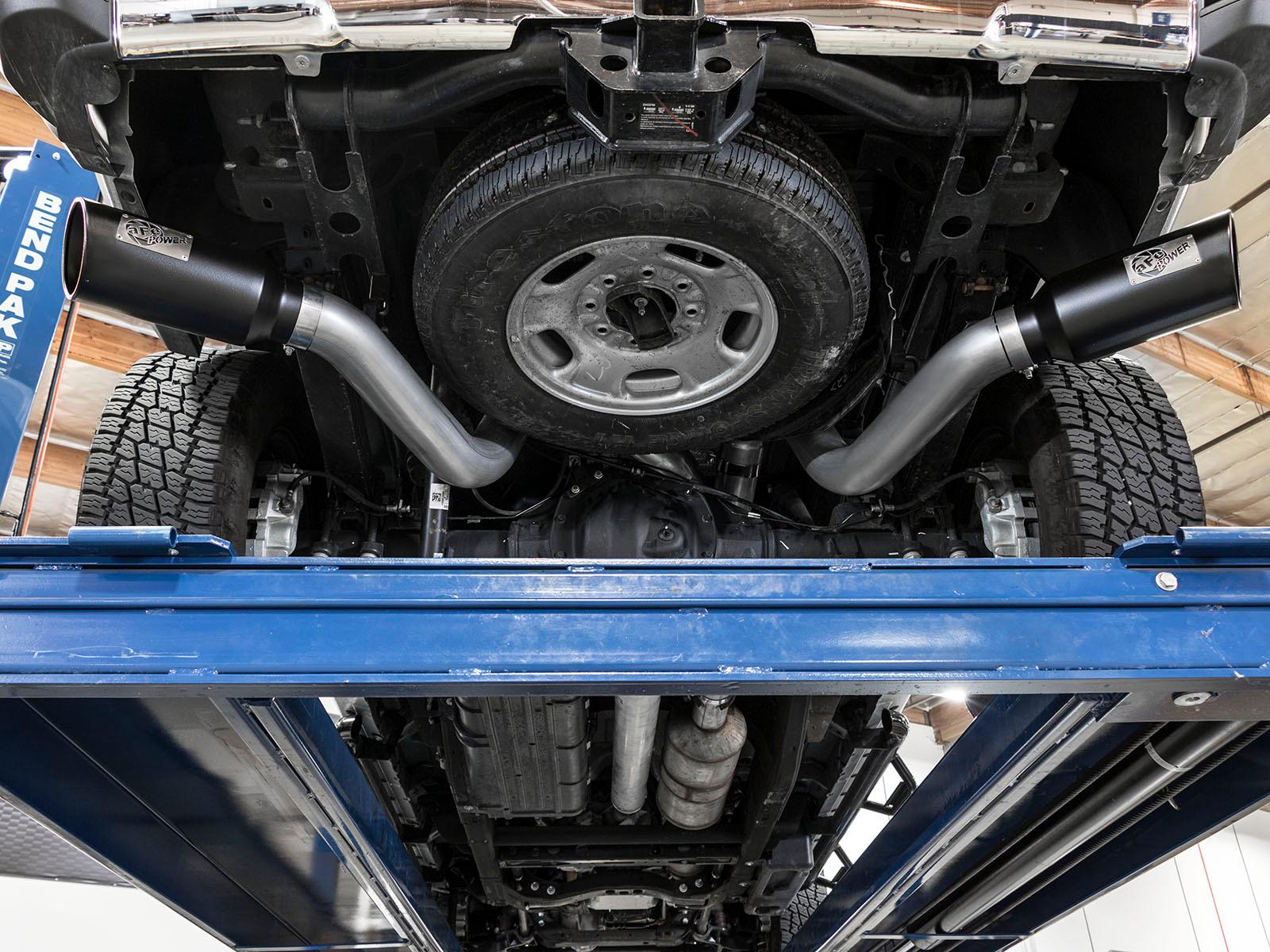 AFE Large Bore-HD 4 IN 409 Stainless Steel DPF-Back Exhaust System w/Polished Tip (2016-2016 Silverado 2500 HD, Silverado 3500 HD, Sierra 2500 HD, Sierra 3500 HD) - 49-44080-P