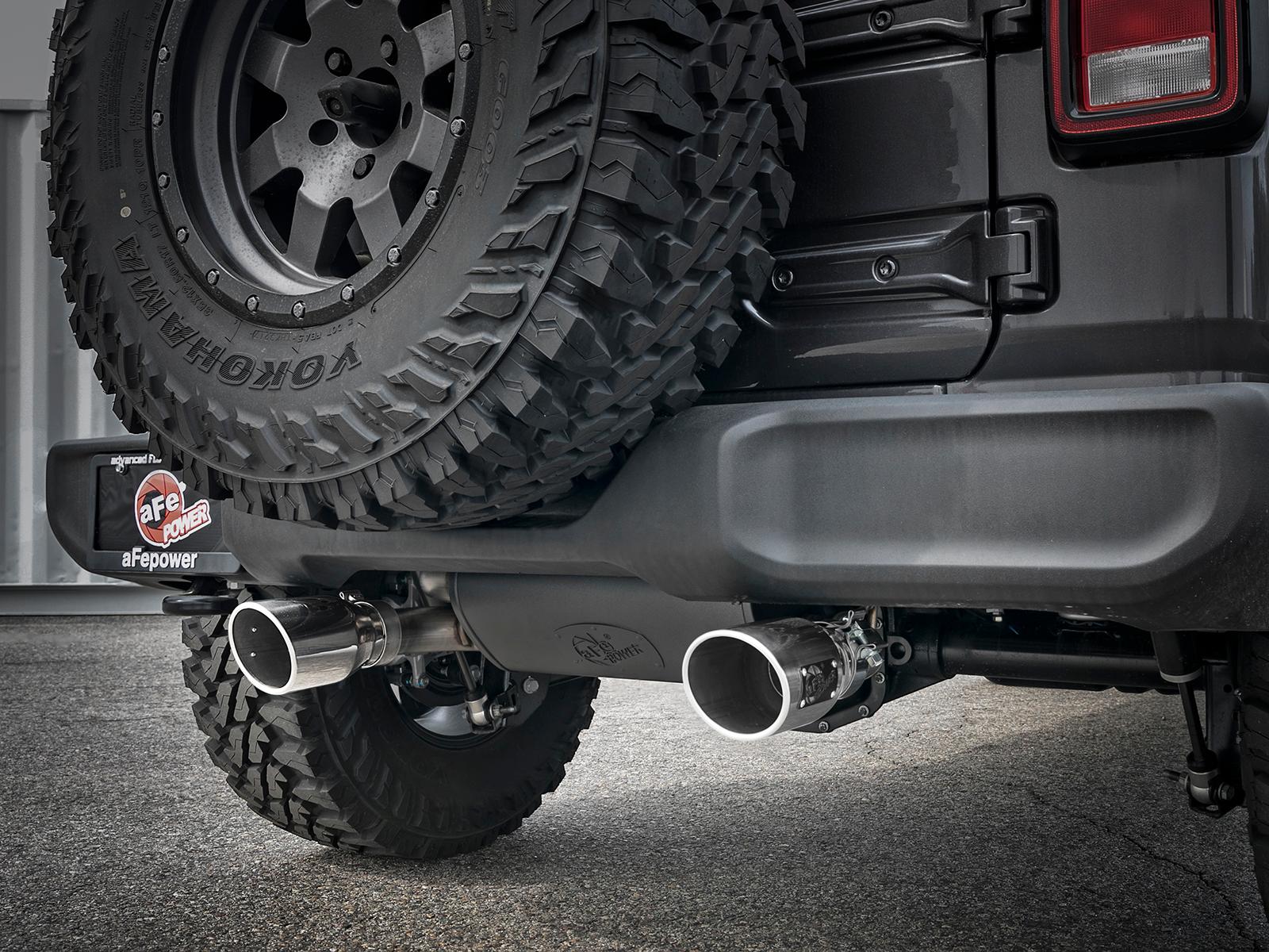 AFE Rebel Series Cat-Back Exhaust w/ Dual Polished Tip (2018-2021 Wrangler, Wrangler) - 49-38066-P