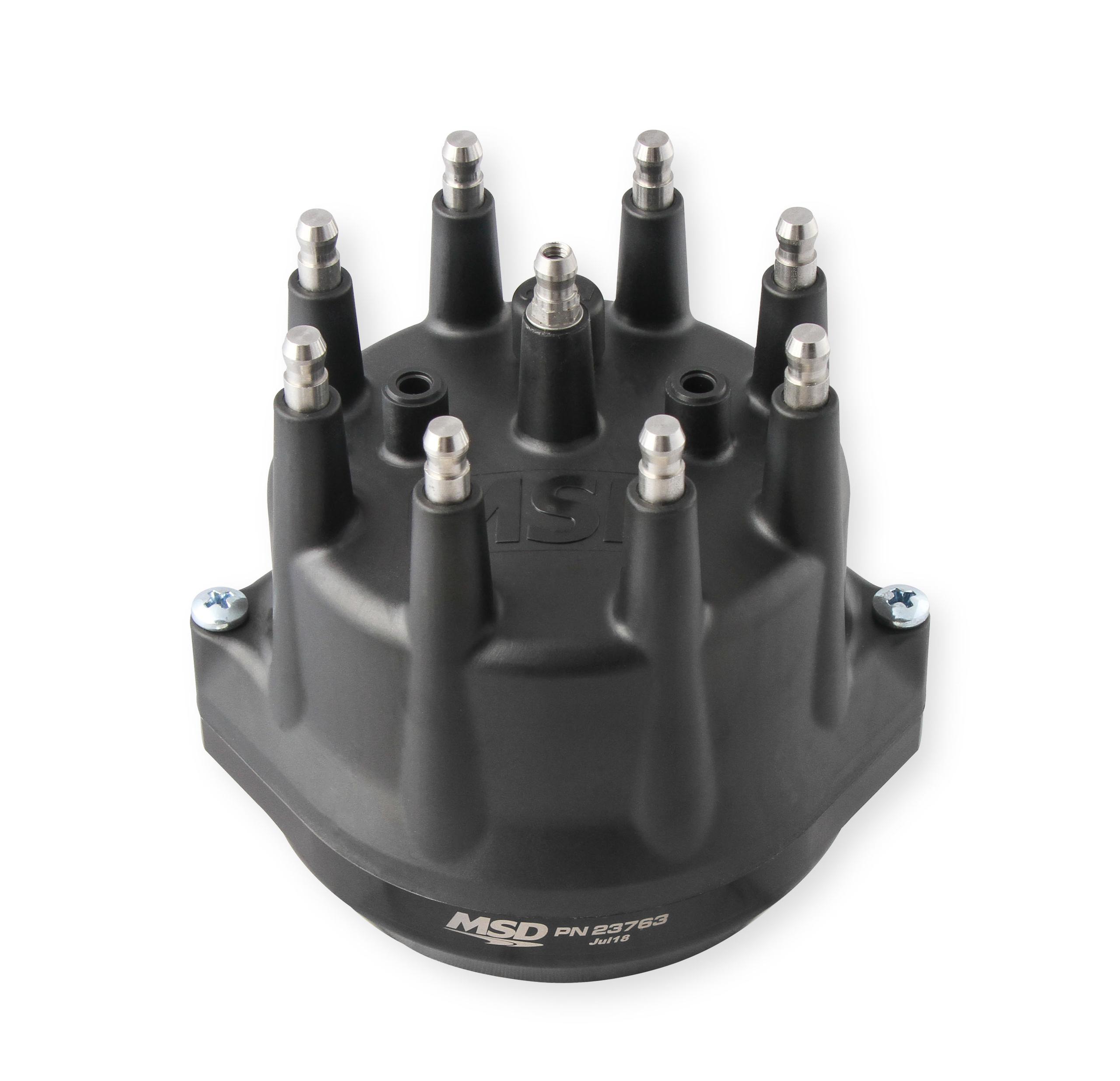 Black, Chevy Tall Deck Dual Sync Distributor.  - 23763