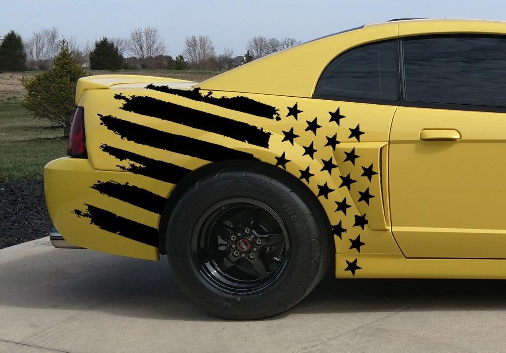 Anchor Room Stars & Bars Body Graphics (1999-2004 Mustang) - Gloss White, Driver Side - 99FM_S&B_DS_GW