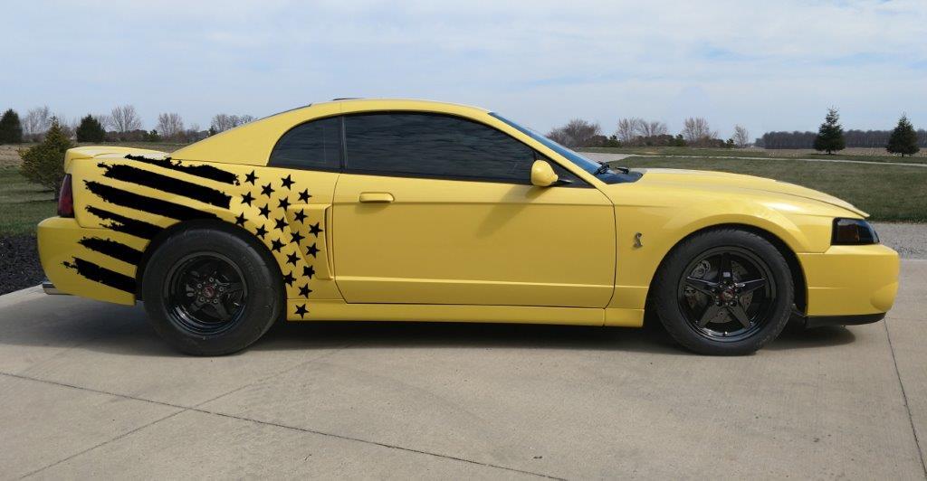 Anchor Room Stars & Bars Body Graphics (1999-2004 Mustang) - Gloss White, Driver Side - 99FM_S&B_DS_GW