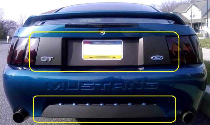 Anchor Room Rear 4 Piece Black Out Kit (1999-2004 Mustang) - Black - Matte - 99FM_BL_M