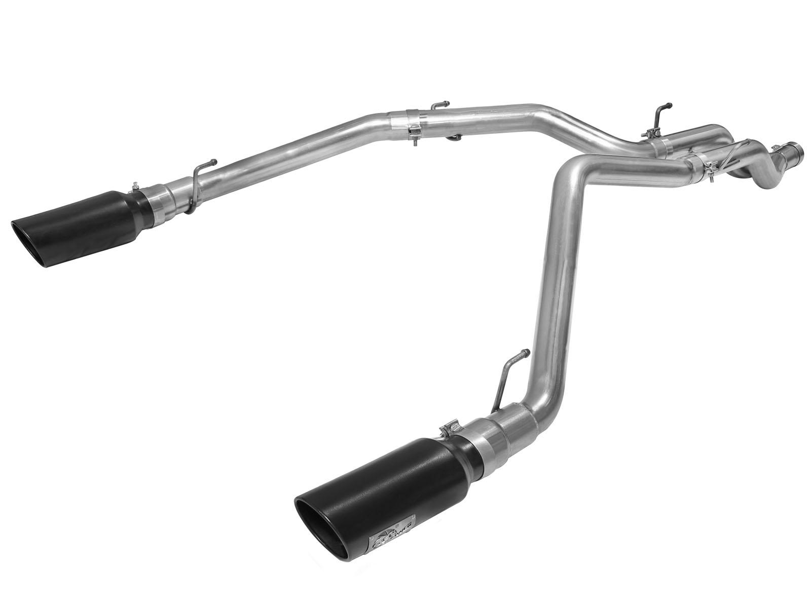 AFE Large Bore-HD 3 IN 409 Stainless Steel DPF-Back Exhaust System w/Black Tip (2014-2019 1500, 1500 Classic) - 49-42045-B