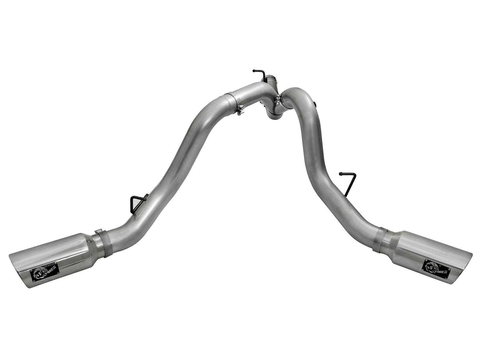 AFE Large Bore-HD 4 IN 409 Stainless Steel DPF-Back Exhaust System w/Polished Tip (2016-2016 Silverado 2500 HD, Silverado 3500 HD, Sierra 2500 HD, Sierra 3500 HD) - 49-44080-P