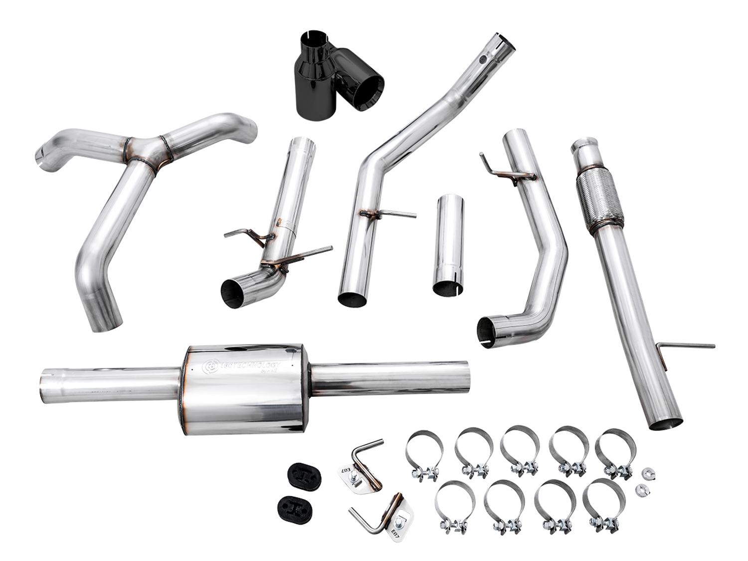 AWE 0FG Catback Split Rear Exit Exhaust for 4th Gen Silverado/Sierra 1500 5.3L (Flat Bumper) - Dual Diamond Black Tips - 3015-33206