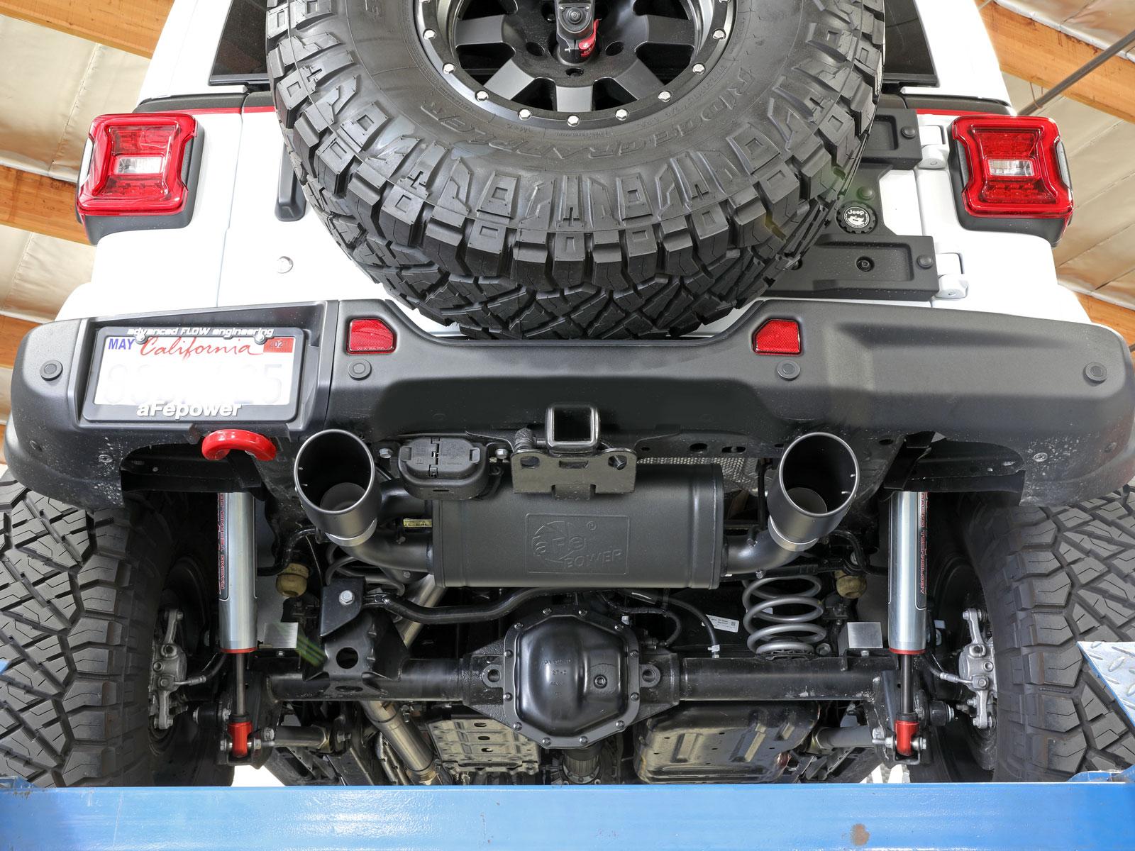 AFE Rebel Series Cat-Back Exhaust System w/ Black Tip (2018-2021 Wrangler) - 49-48096-B