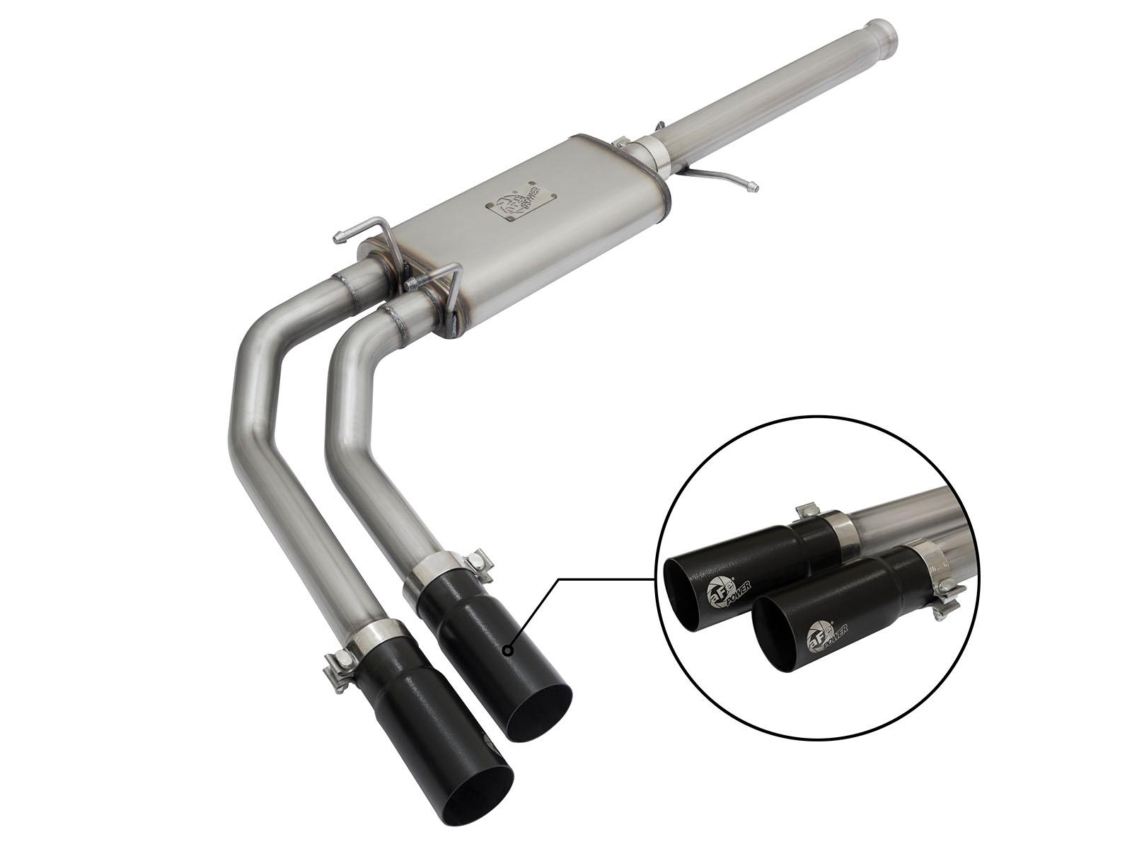 AFE Rebel Series 3 IN to 2-1/2 IN 409 Stainless Steel Cat-Back Exhaust w/Black Tip - 49-44062-B