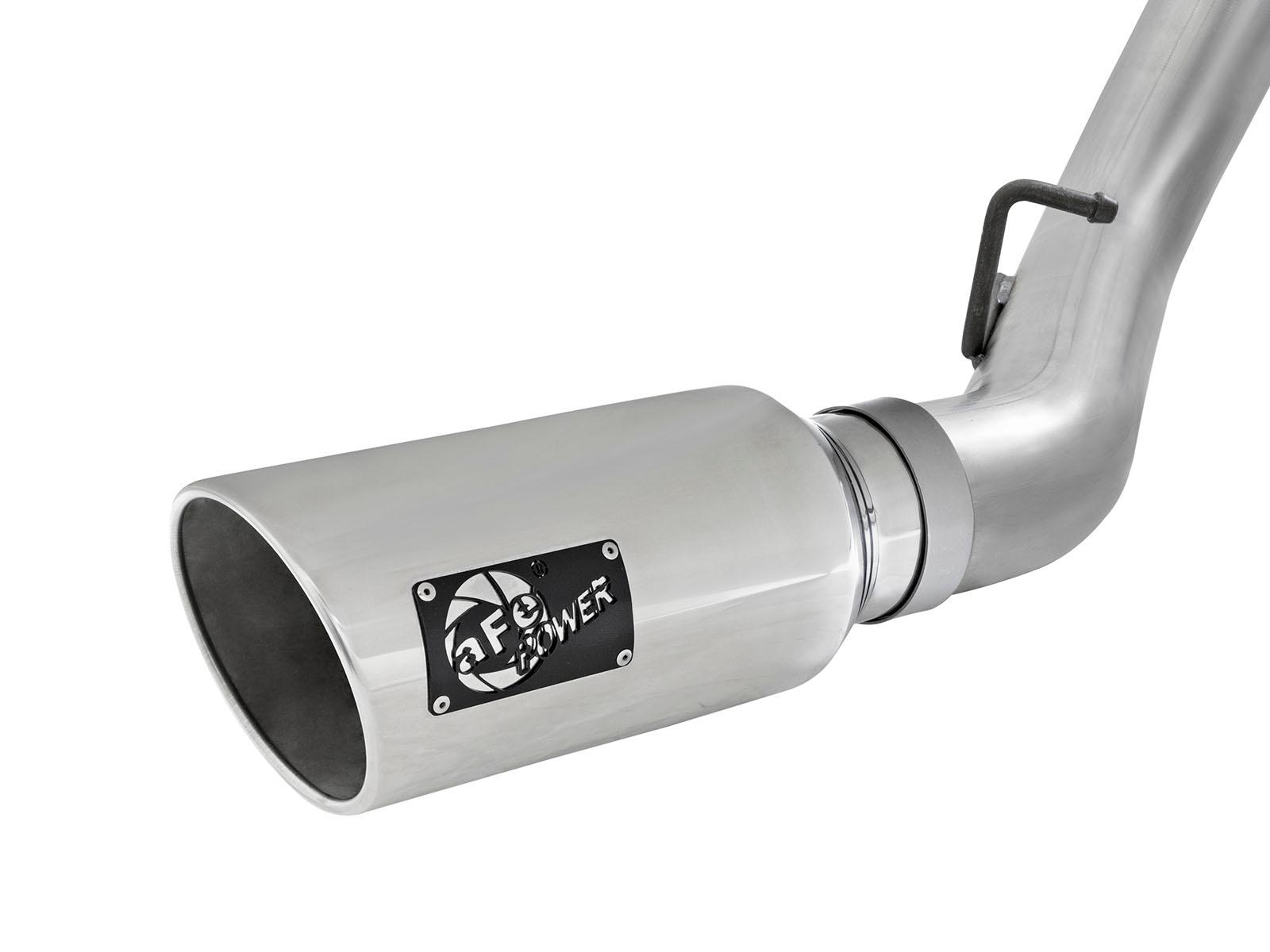 AFE Large Bore-HD 4 IN 409 Stainless Steel DPF-Back Exhaust System w/Polished Tip (2016-2016 Silverado 2500 HD, Silverado 3500 HD, Sierra 2500 HD, Sierra 3500 HD) - 49-44080-P