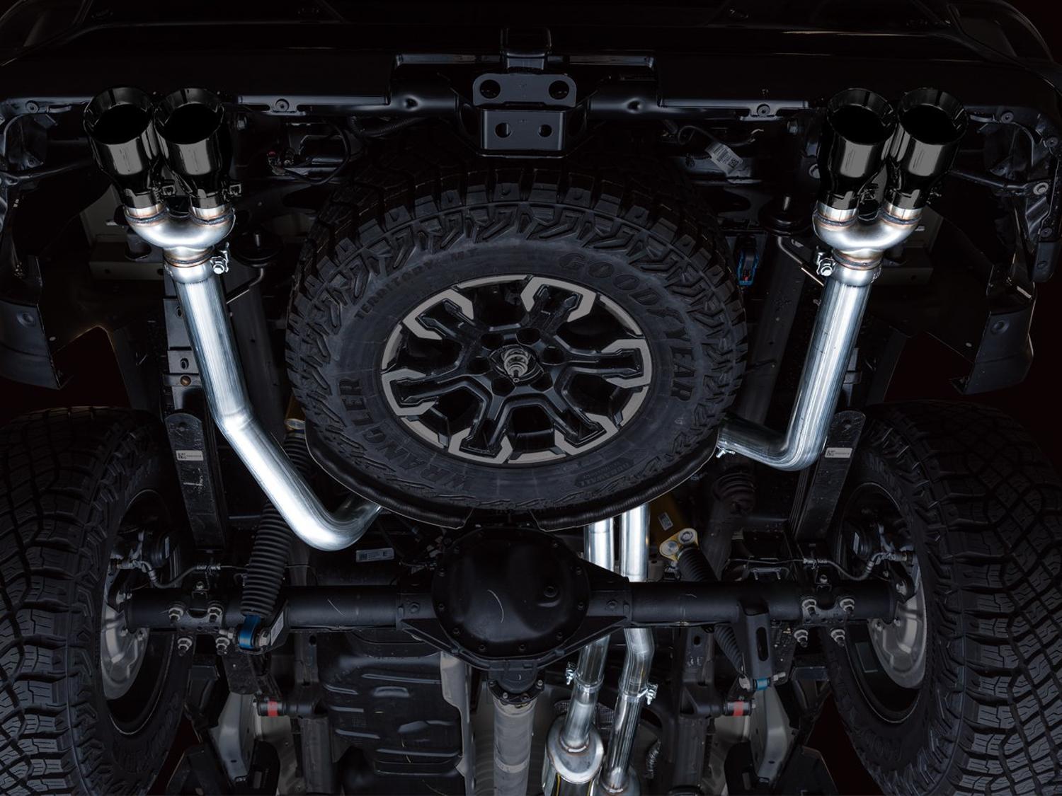 AWE 0FG Catback Exhaust - Quad Diamond Black Tips (2022-2023 GMC Silverado ZR2 / Sierra AT4X) - 3015-43284