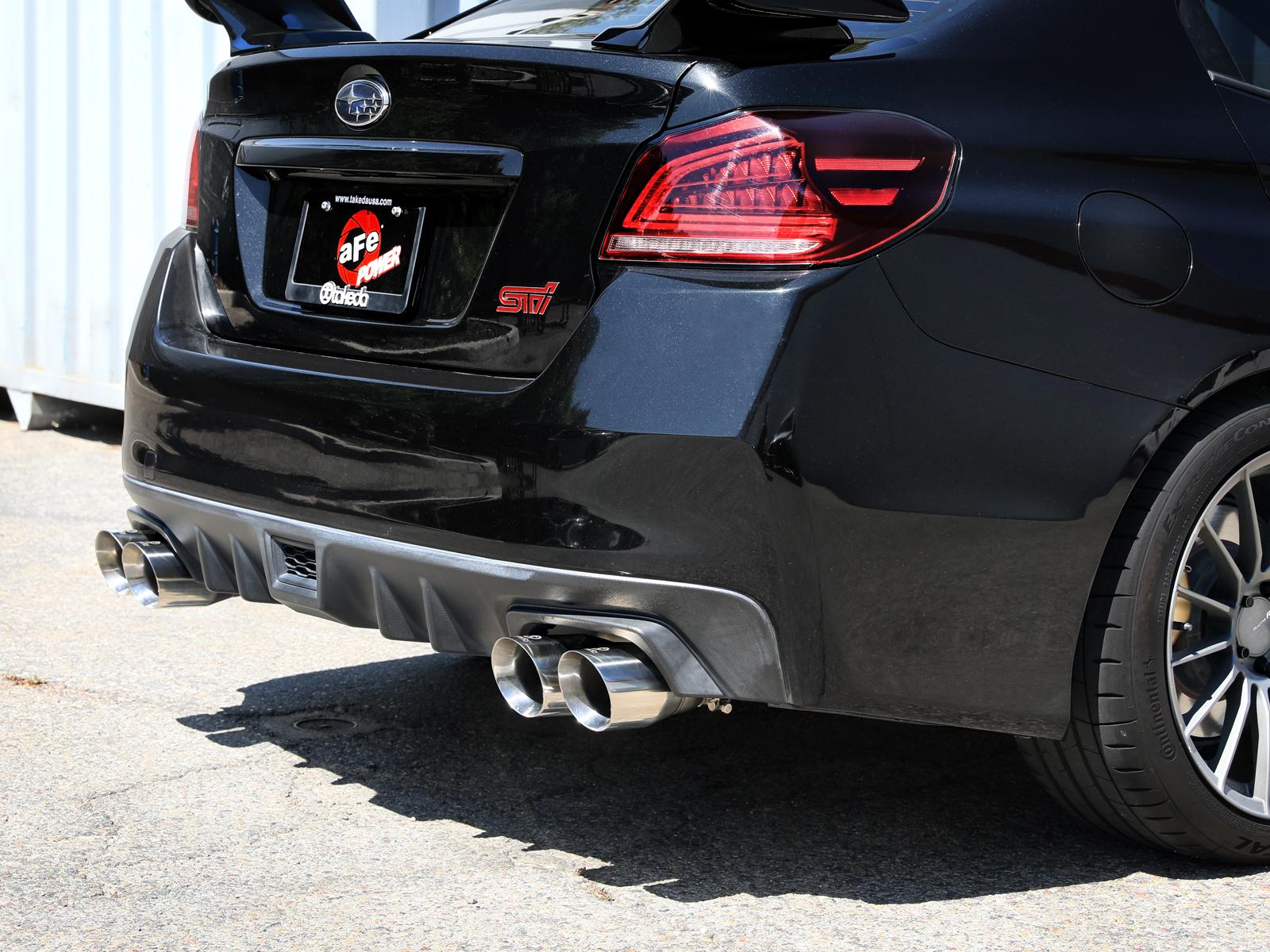 AFE Takeda 3 IN to 2-1/4 IN 304 Stainless Steel Cat-Back Exhaust w/ Polished Tip (2015-2021 WRX , WRX STI) - 49-36810-P