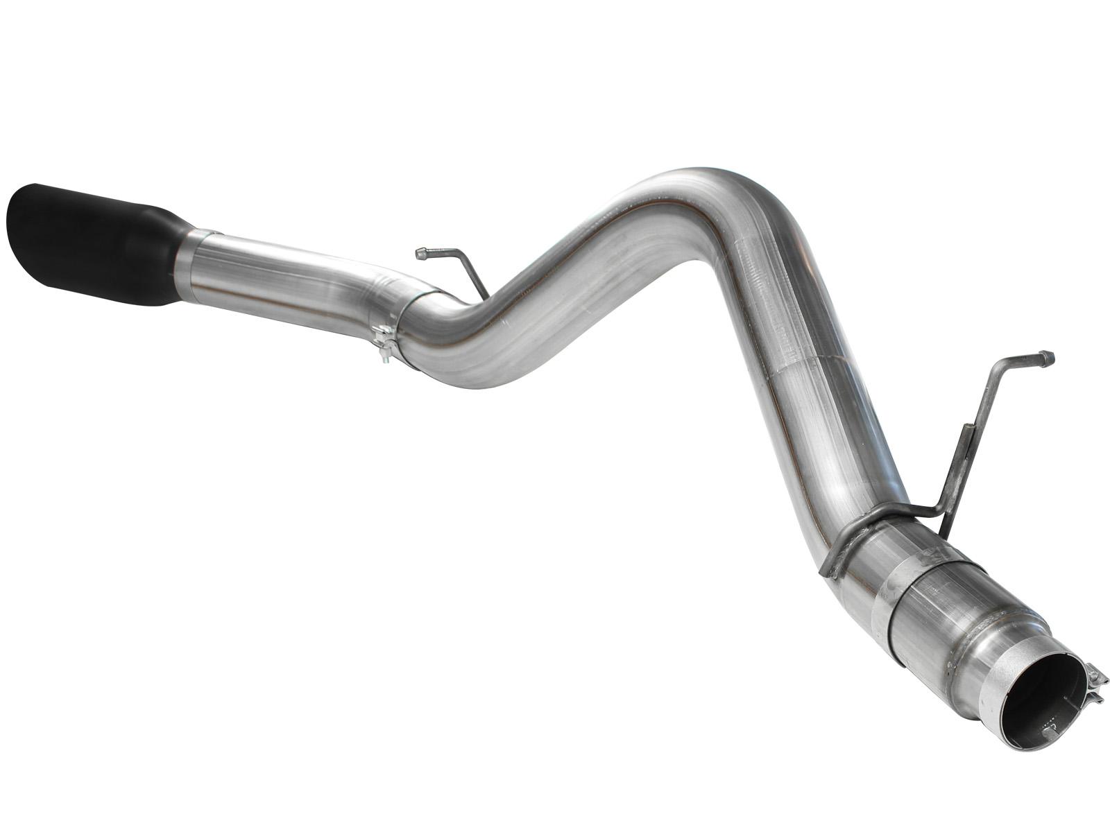 AFE Large Bore-HD 5 IN 409 Stainless Steel DPF-Back Exhaust System w/Black Tip (2011-2016 Silverado 2500 HD, Silverado 3500 HD, Sierra 2500 HD, Sierra 3500 HD) - 49-44041-B