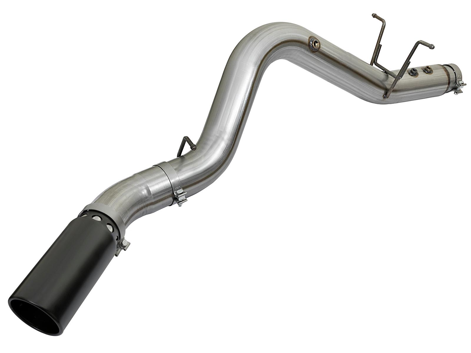 AFE Large Bore-HD 4 IN 409 Stainless Steel DPF-Back Exhaust System w/Black Tip (2017-2019 Silverado 2500 HD, Silverado 3500 HD, Sierra 2500 HD, Sierra 3500 HD) - 49-44085-B