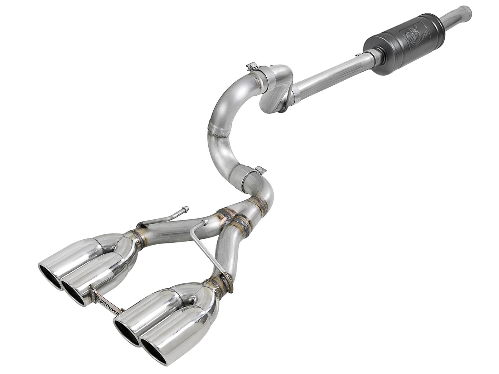 AFE Rebel Series 2-1/2 IN 304 Stainless Steel Cat-Back Exhaust w/ Polished Tip (2018-2021 Wrangler, Wrangler) - 49-38073-P