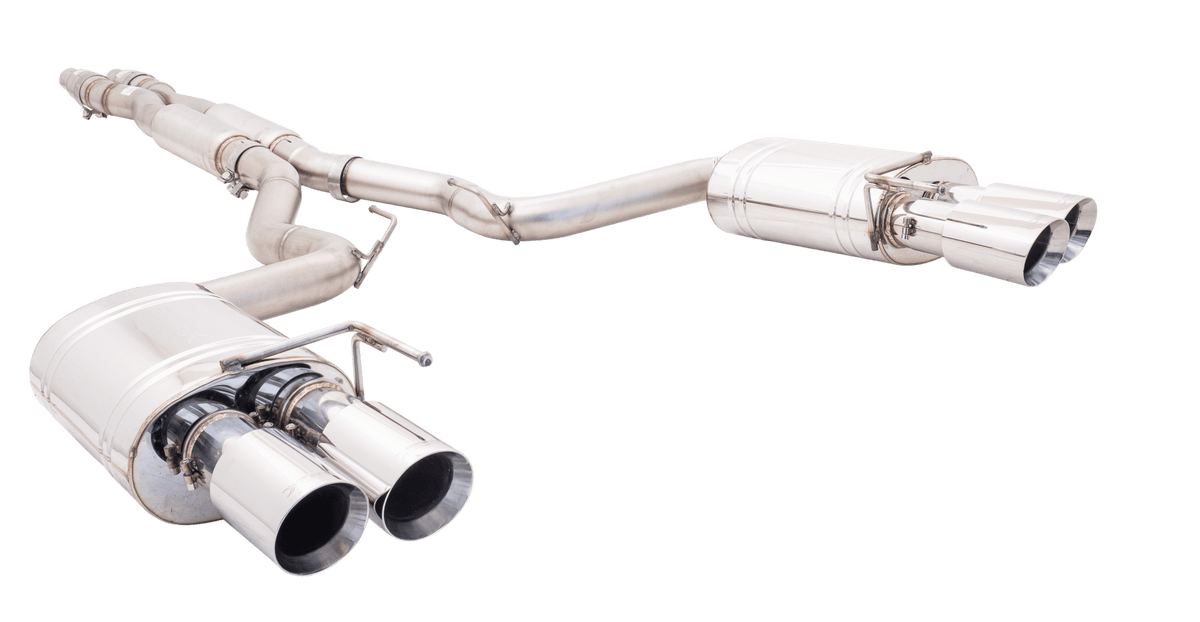 XForce Twin 3" Stainless Steel Cat-Back Exhaust System (2018-2023 Mustang GT) - ES-FM18-CBS