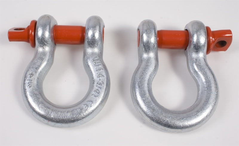 Rugged Ridge D-Ring Shackle Kit 3/4 Inch Silver With Red Pin Steel Pair - 11235.01