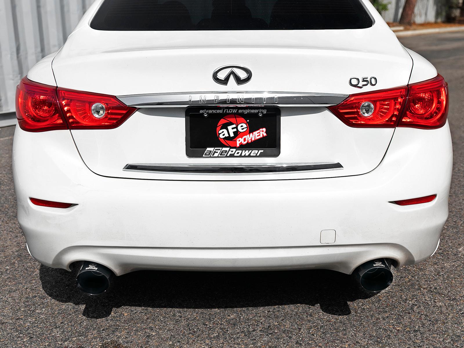 AFE Takeda Cat-Back Exhaust System w/ Black Tip (2016-2021 Q50) - 49-36132NM-B
