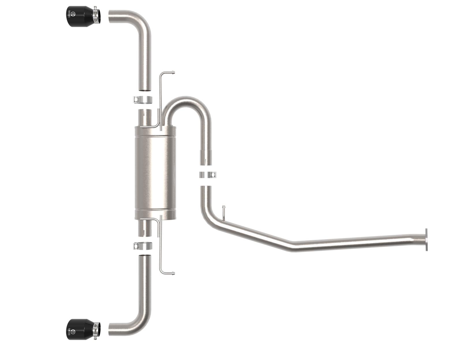 AFE Takeda 2-1/4 IN 304 Stainless Steel Cat-Back Exhaust System w/ Black Tip - 49-36053-B