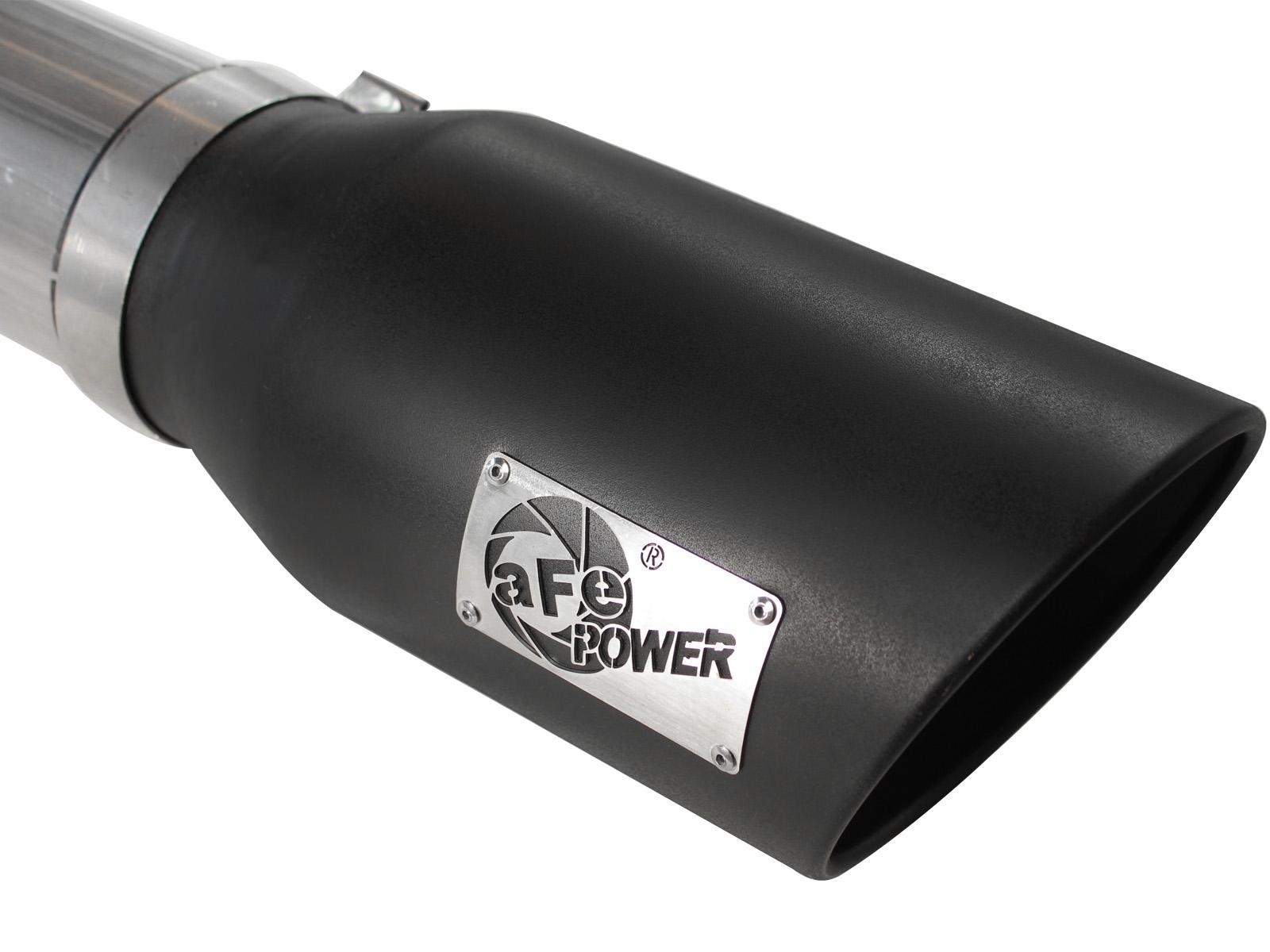 AFE Large Bore-HD 5 IN 409 Stainless Steel DPF-Back Exhaust System w/Black Tip (2007-2010 Silverado 2500 HD, Silverado 3500 HD, Sierra 2500 HD, Sierra 3500 HD) - 49-44040-B