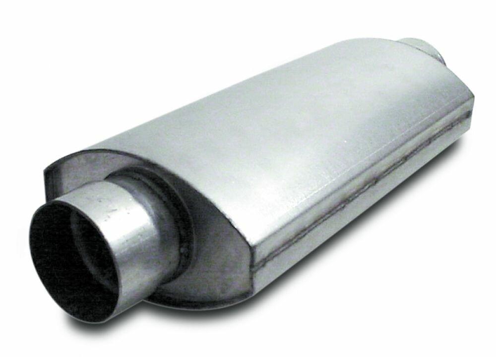Dynatech Muffler  Split Flow  Oval  3.00 Inch  14 Inches Long    Aluminized Steel    Dynatech - 776-14302