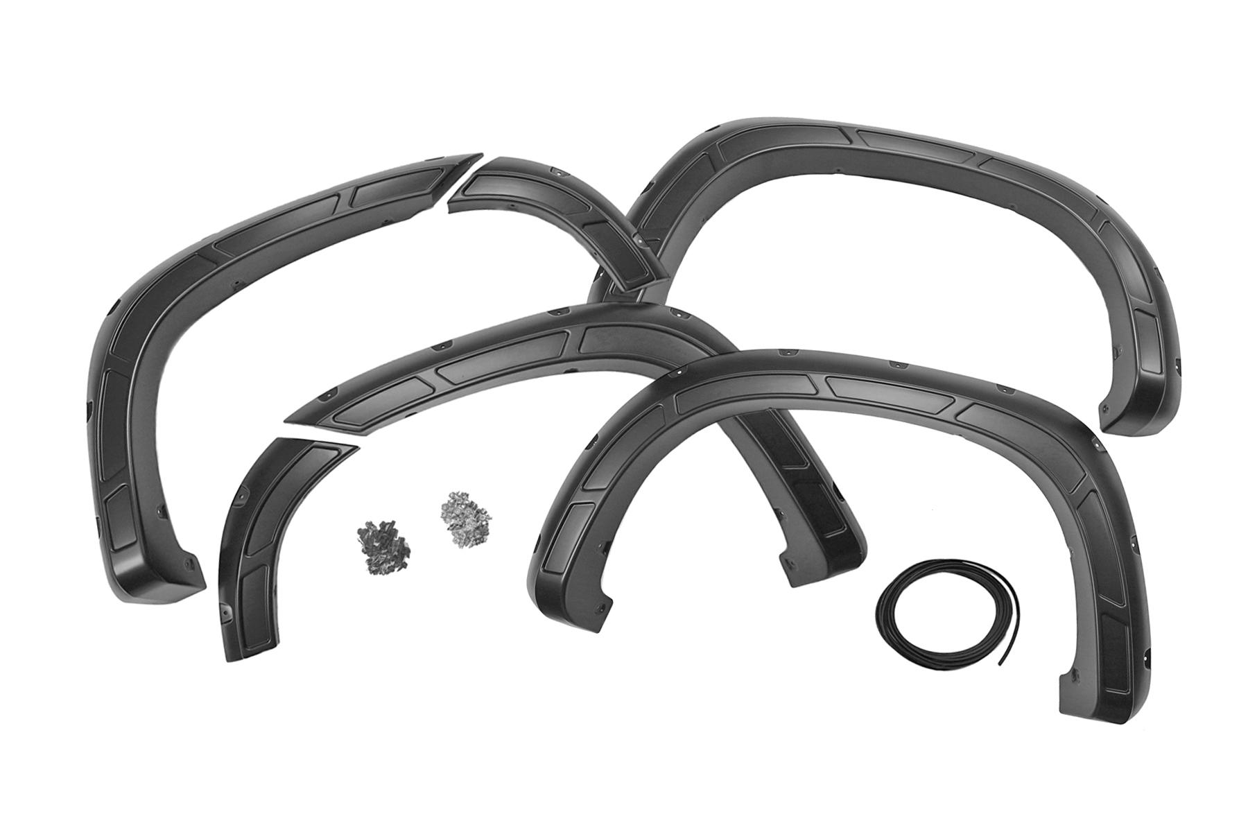 Rough Country Fender Flares Defender GBA Black Chevy Silverado 1500 2WD/4WD (19-26) (2019-2026 Silverado 1500, Silverado 1500 LTD) - A-C12211-GBA