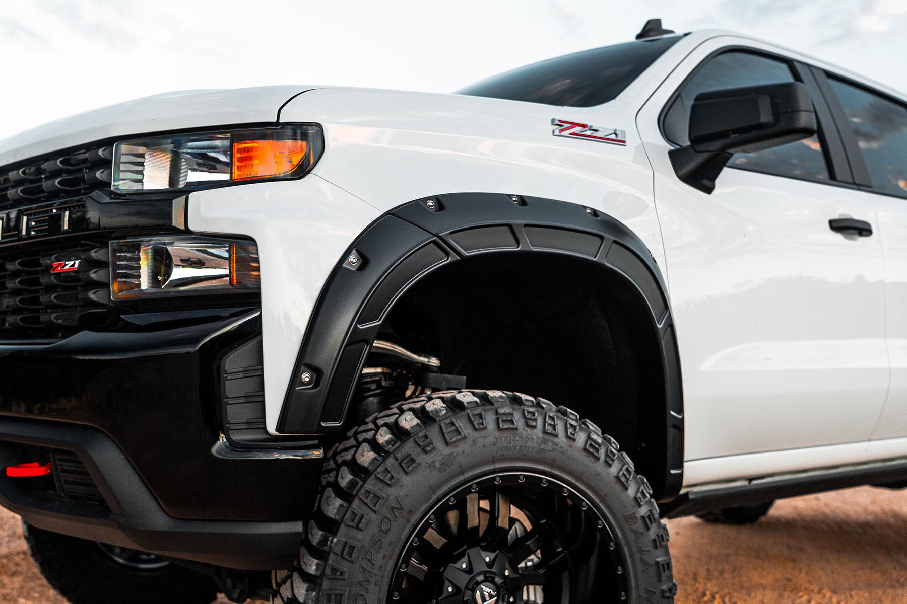 Rough Country Fender Flares Defender GNO Slate Gray Chevy Silverado 1500 (19-26) (2019-2026 Silverado 1500, Silverado 1500 LTD) - A-C12211-GNO