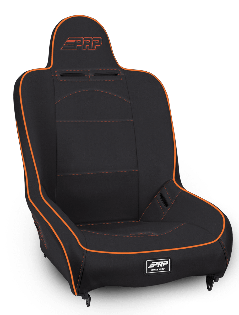 PRP Seats Premier High Back Suspension Seat Black and Orange Vinyl - A100110-201-207