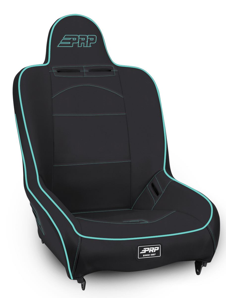 PRP Seats Premier High Back Suspension Seat Black and Teal Vinyl - A100110-201-238