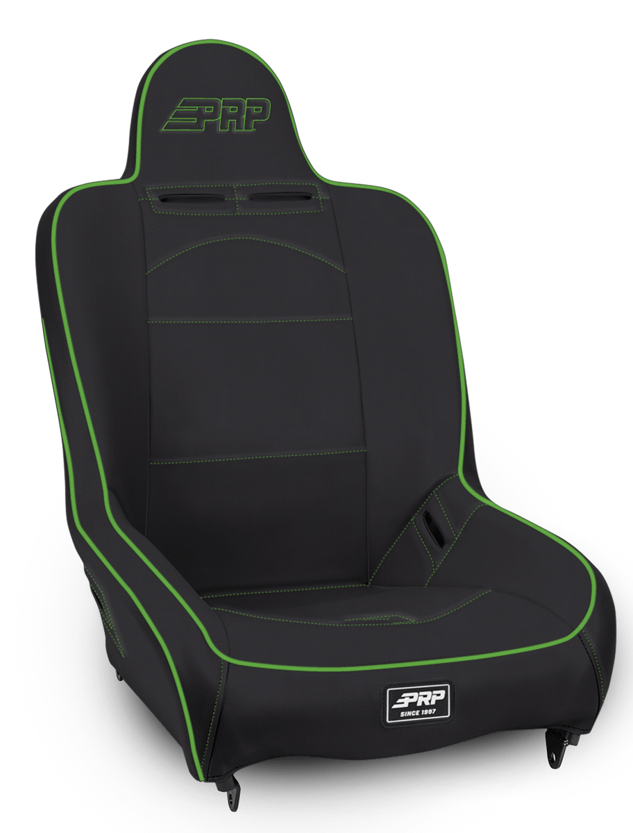 PRP Seats Premier High Back Suspension Seat Black and Green Vinyl - A100110-201-W