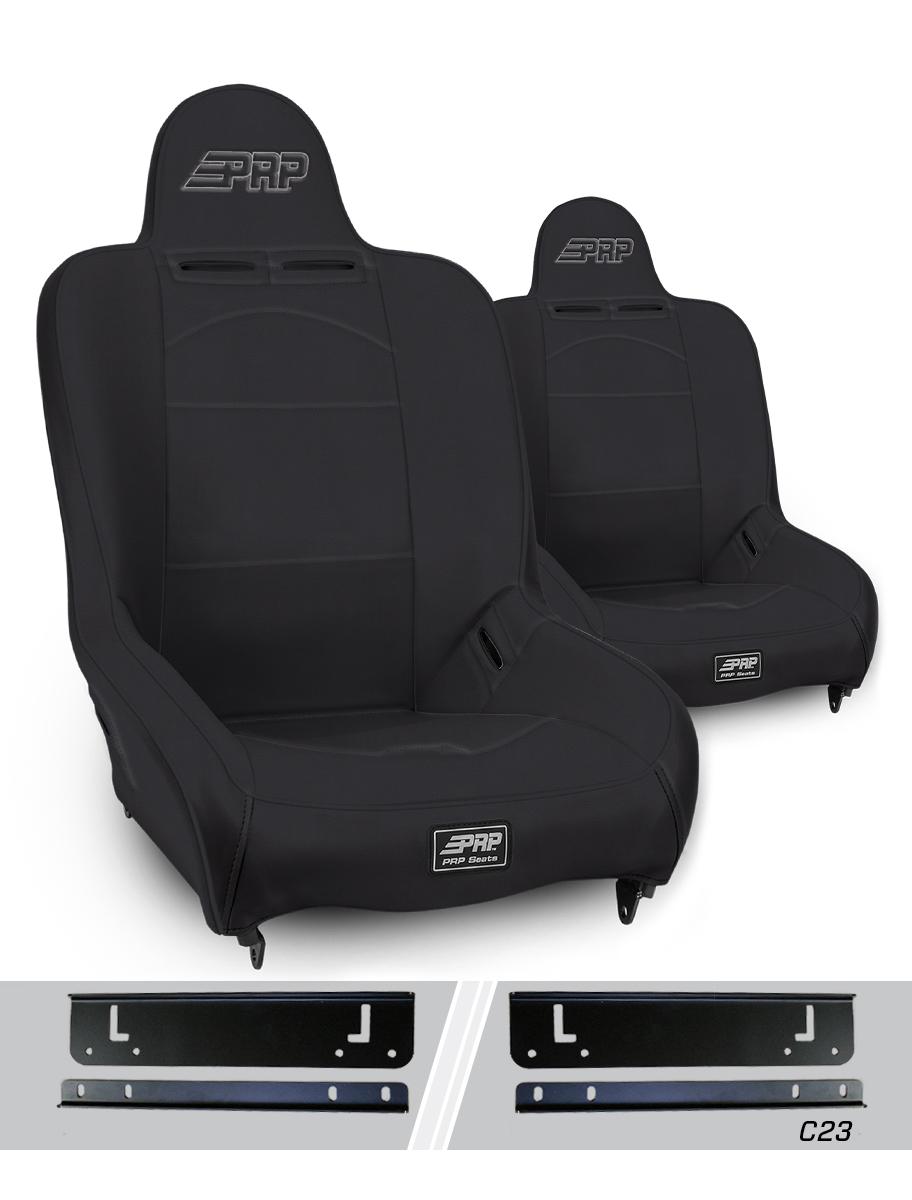 PRP Seats Premier High Back Suspension Seats Kit for 97-02 Jeep Wrangler TJ Pair Black - A100110-C23-50