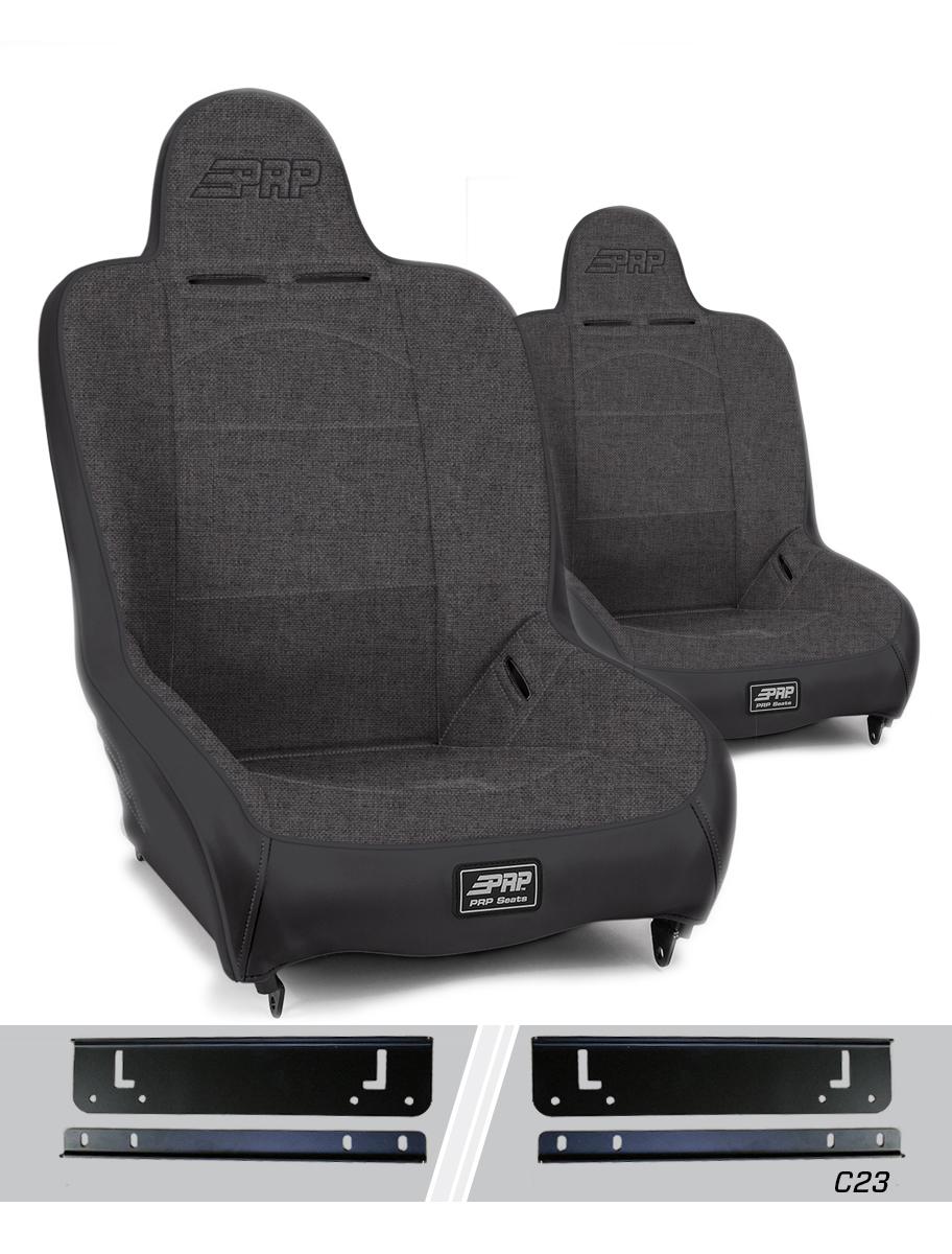 PRP Seats Premier High Back Suspension Seats Kit for 97-02 Jeep Wrangler TJ Pair Gray - A100110-C23-54