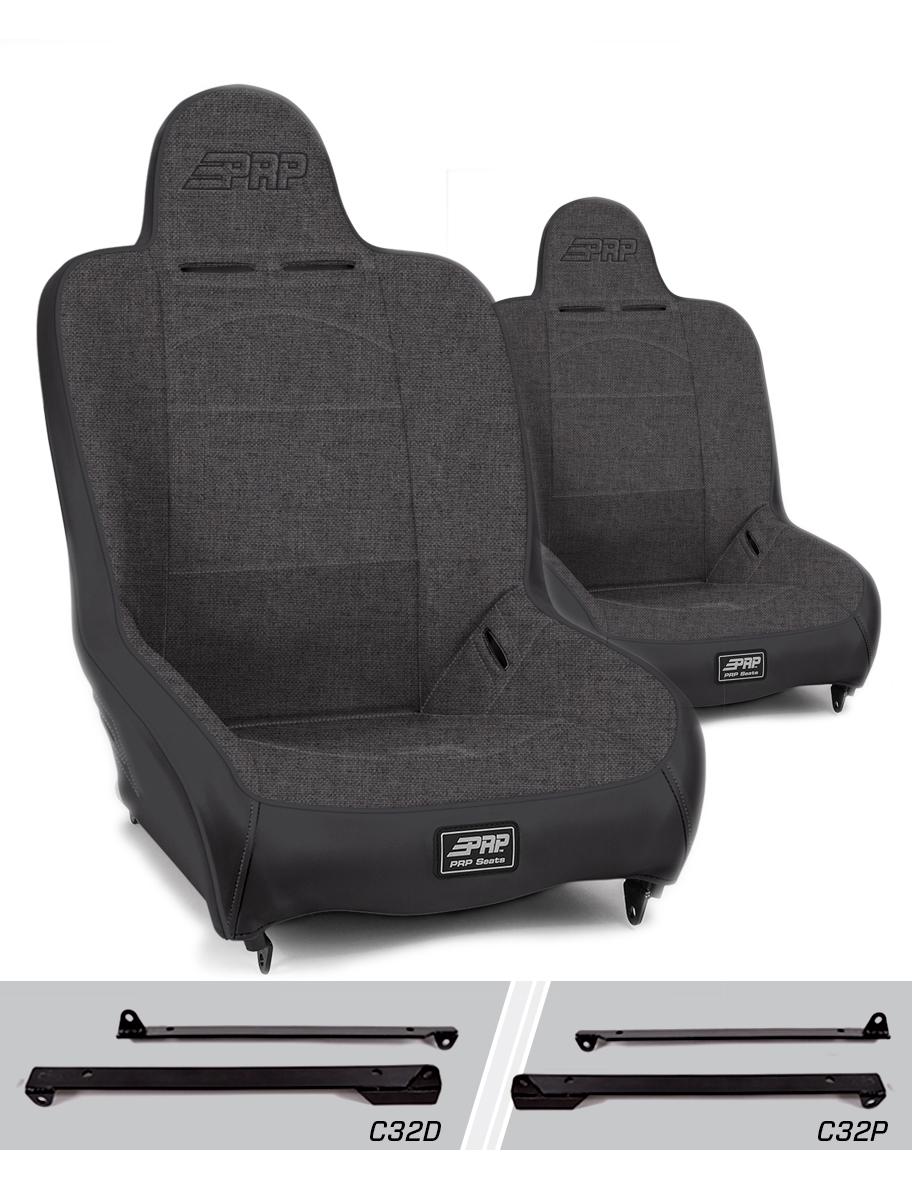 PRP Seats Premier High Back Suspension Seats Kit for Jeep Wrangler CJ7/YJ Pair Gray - A100110-C32-54