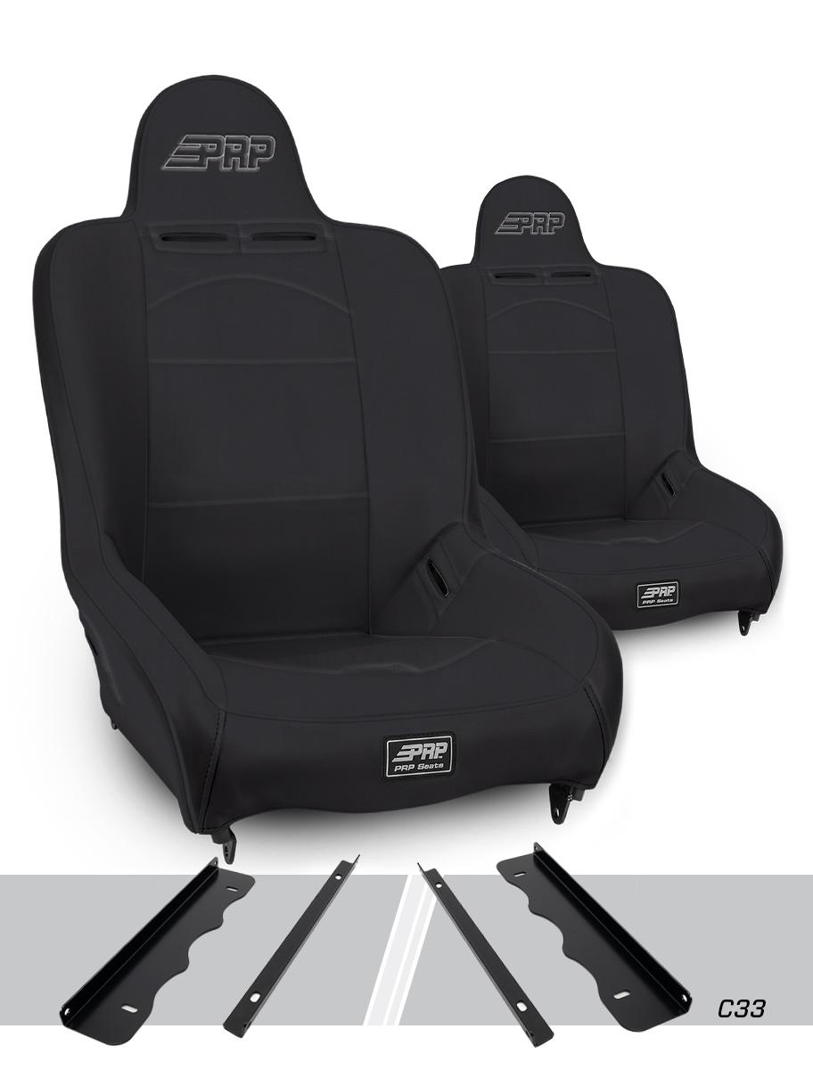 PRP Seats Premier High Back Suspension Seats Kit for 95-01 Jeep Cherokee XJ Pair Black - A100110-C33-50