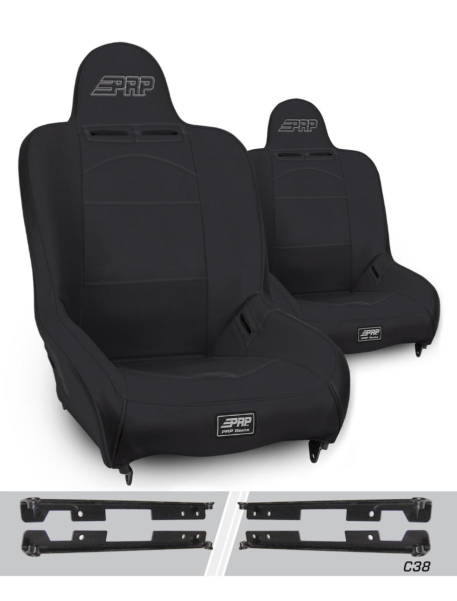 PRP Seats Premier High Back Suspension Seats Kit for Jeep Wrangler JK/JKU Pair Black - A100110-C38-50