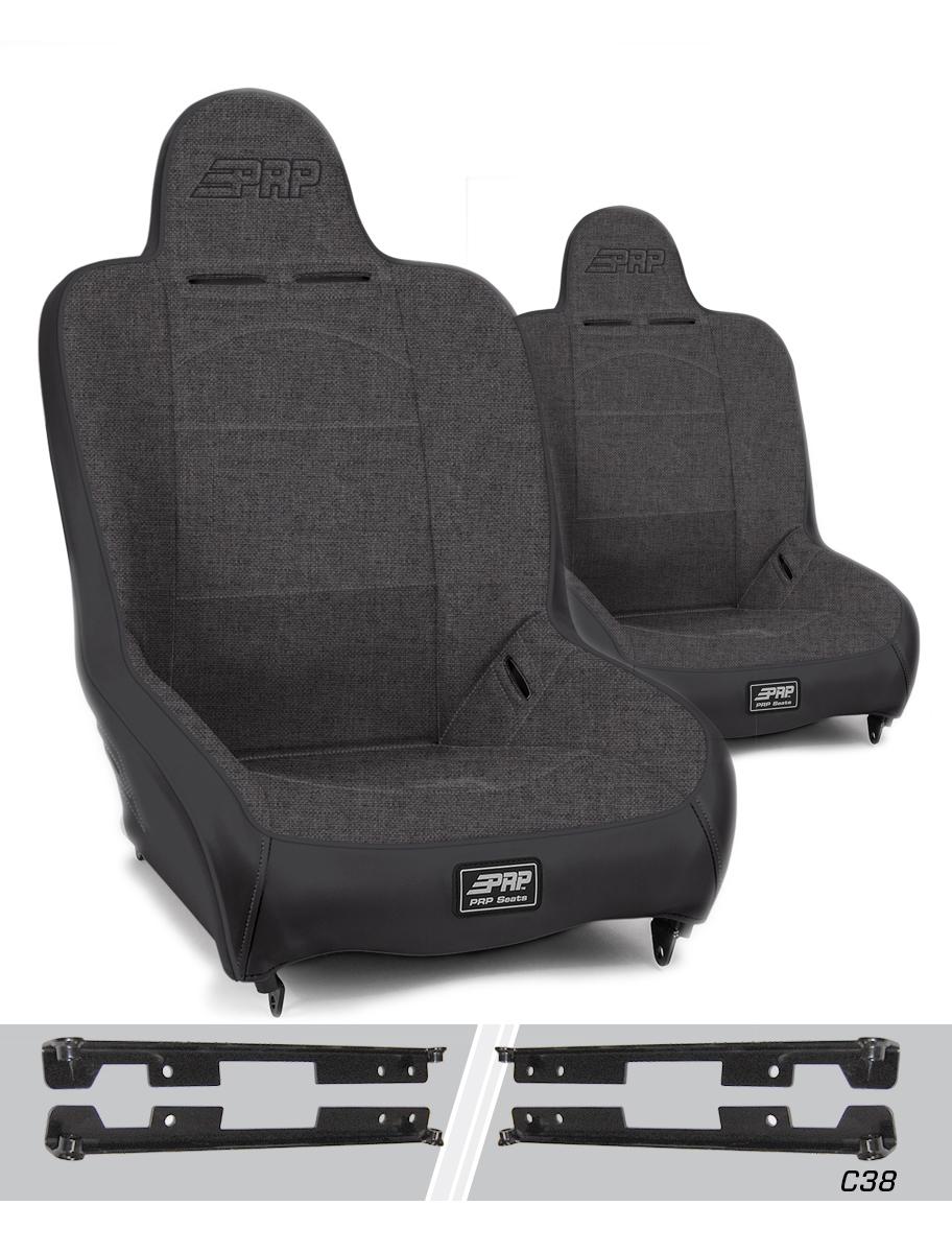 PRP Seats Premier High Back Suspension Seats Kit for Jeep Wrangler JK/JKU Pair Gray - A100110-C38-54