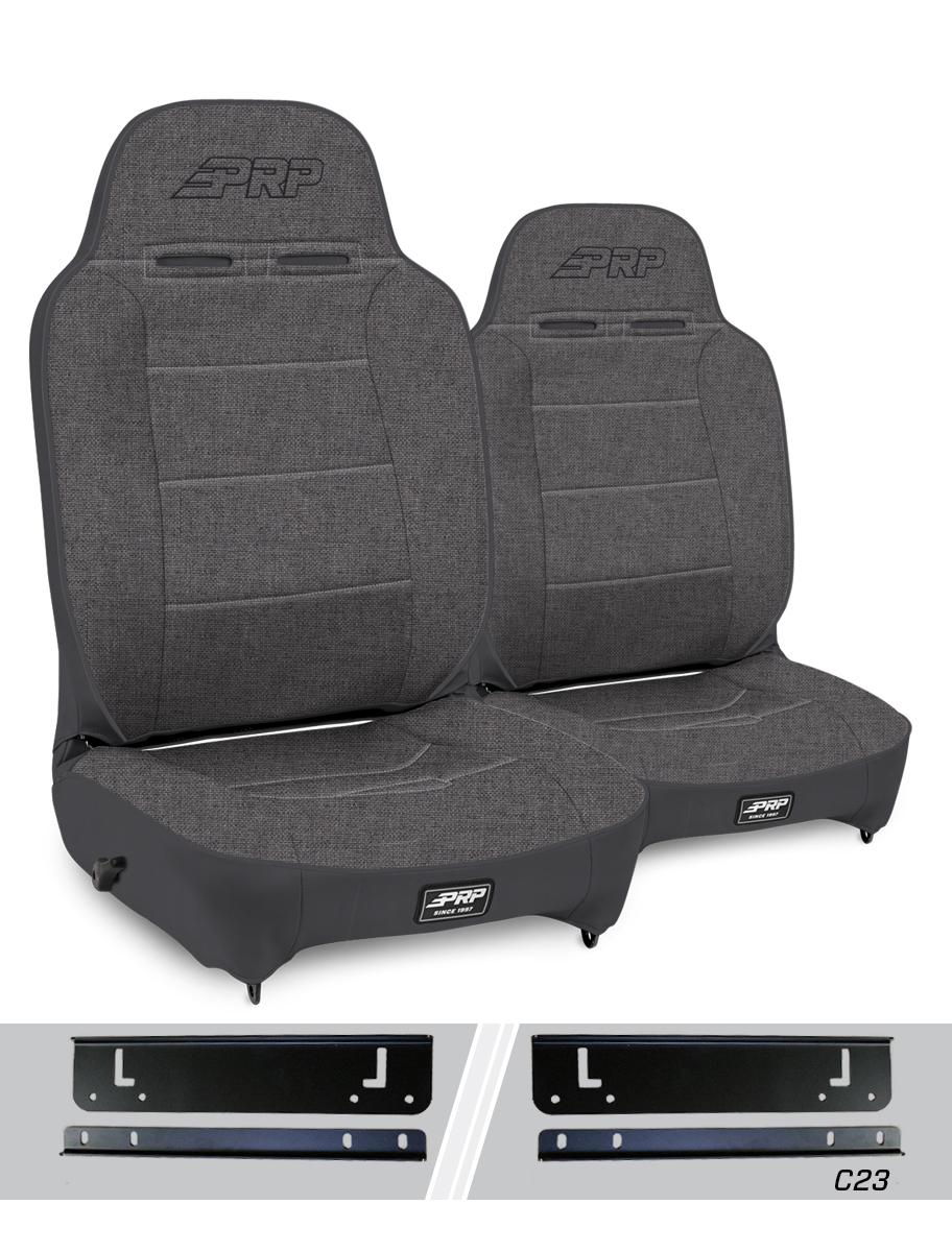 PRP Seats Enduro High Back Reclining Suspension Seats Kit for 97-02 Jeep Wrangler TJ Pair Gray - A130110-C23-54
