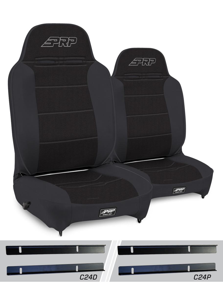 PRP Seats Enduro High Back Reclining Suspension Seats Kit for 03-06 Jeep Wrangler TJ Pair Black - A130110-C24-50