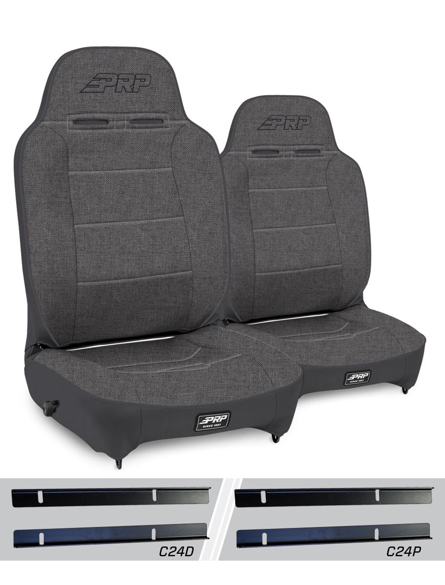 PRP Seats Enduro High Back Reclining Suspension Seats Kit for 03-06 Jeep Wrangler TJ Pair Gray - A130110-C24-54